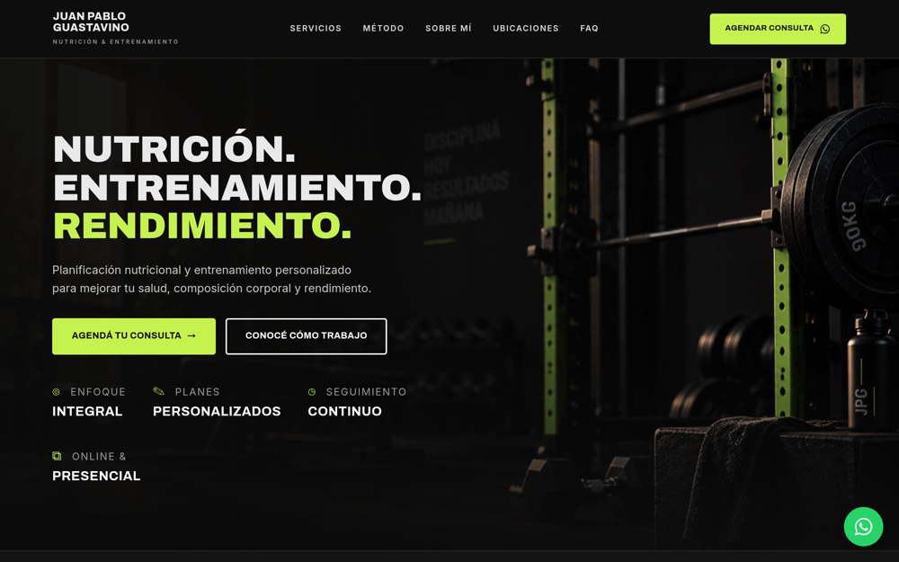 Juan Pablo Guastavino — Nutrición y Entrenamiento